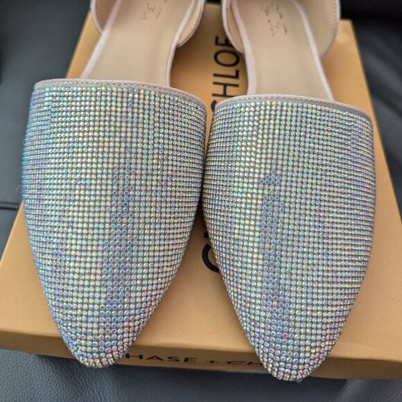 NwoB Iridescent Rhinestone D'Orsay Pointed Toe Flats - TTS 8 - Picture 2 of 8